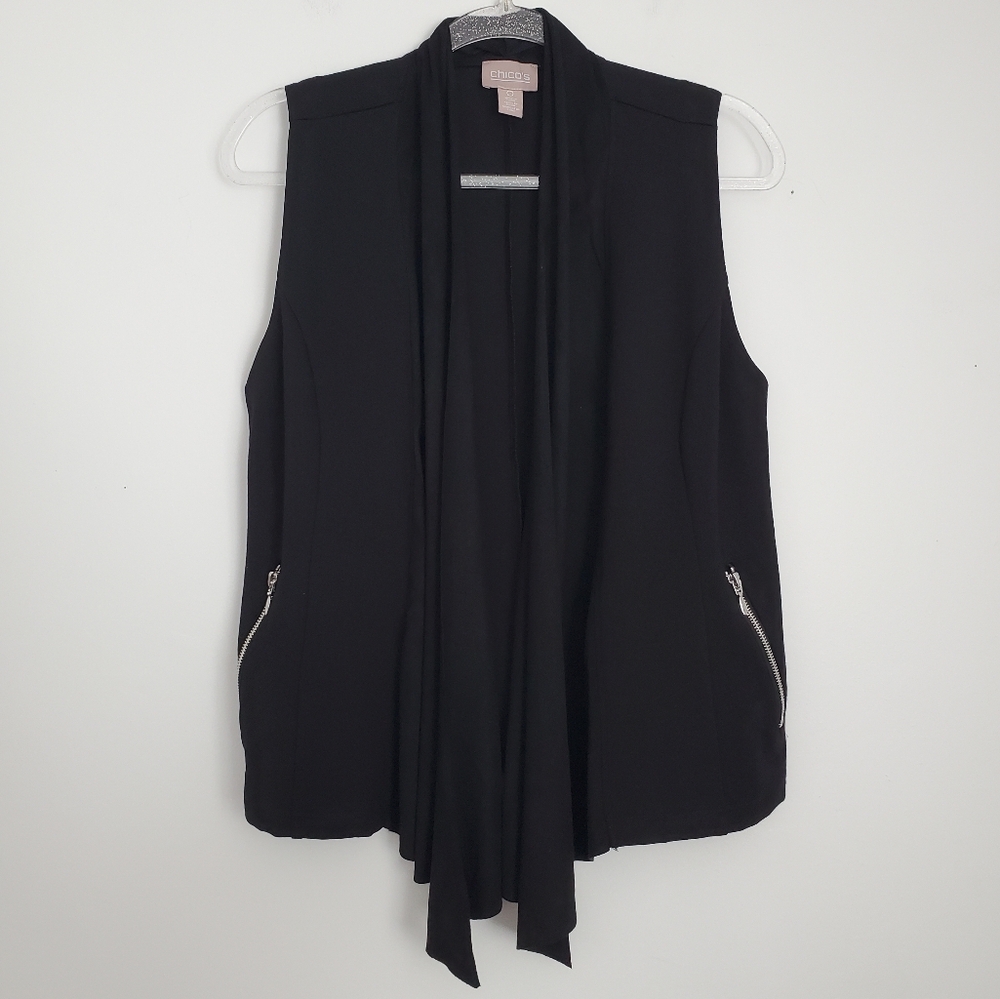Black Drape Front Vest Size Small